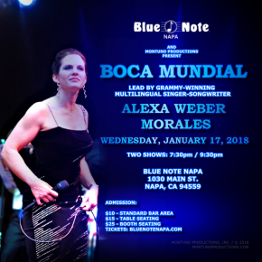 BOCA MUNDIAL starring Alexa Morales plays 2 shows at the Napa Blue Note on Jan. 17, 2018