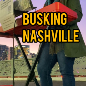 Busking by USA Rail Pass: Kicking bass for myself on a bridge in Nashville
